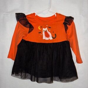 Cat & Jack Baby Girl Halloween Dress – 12M 🎃 Tutu & Festive Cat Print
